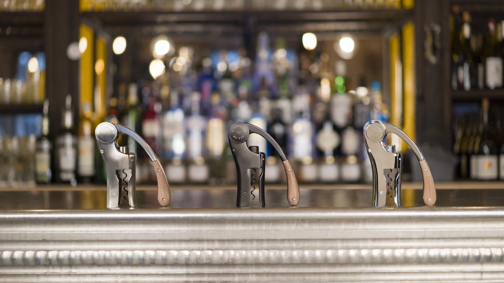 tire bouchon levier argent bois satin mat noir