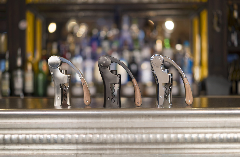 tire bouchon levier argent bois satin mat noir