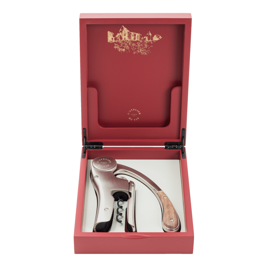 Oeno Motion Trésor - tire bouchon à levier dans son coffret en bois rouge