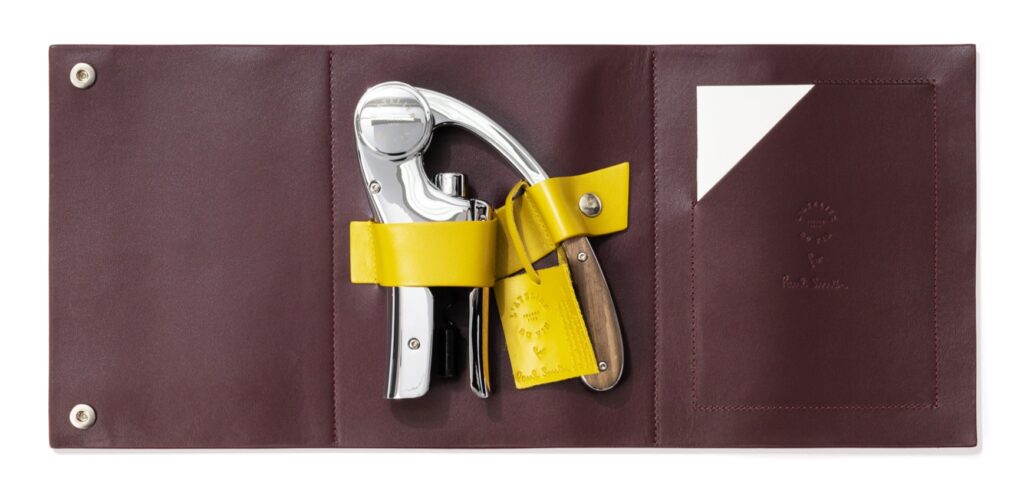 Collection Paul Smith avec L'Atelier du Vin - Tire-bouchon à levier avec sa pochette en cuir fait main en Italie