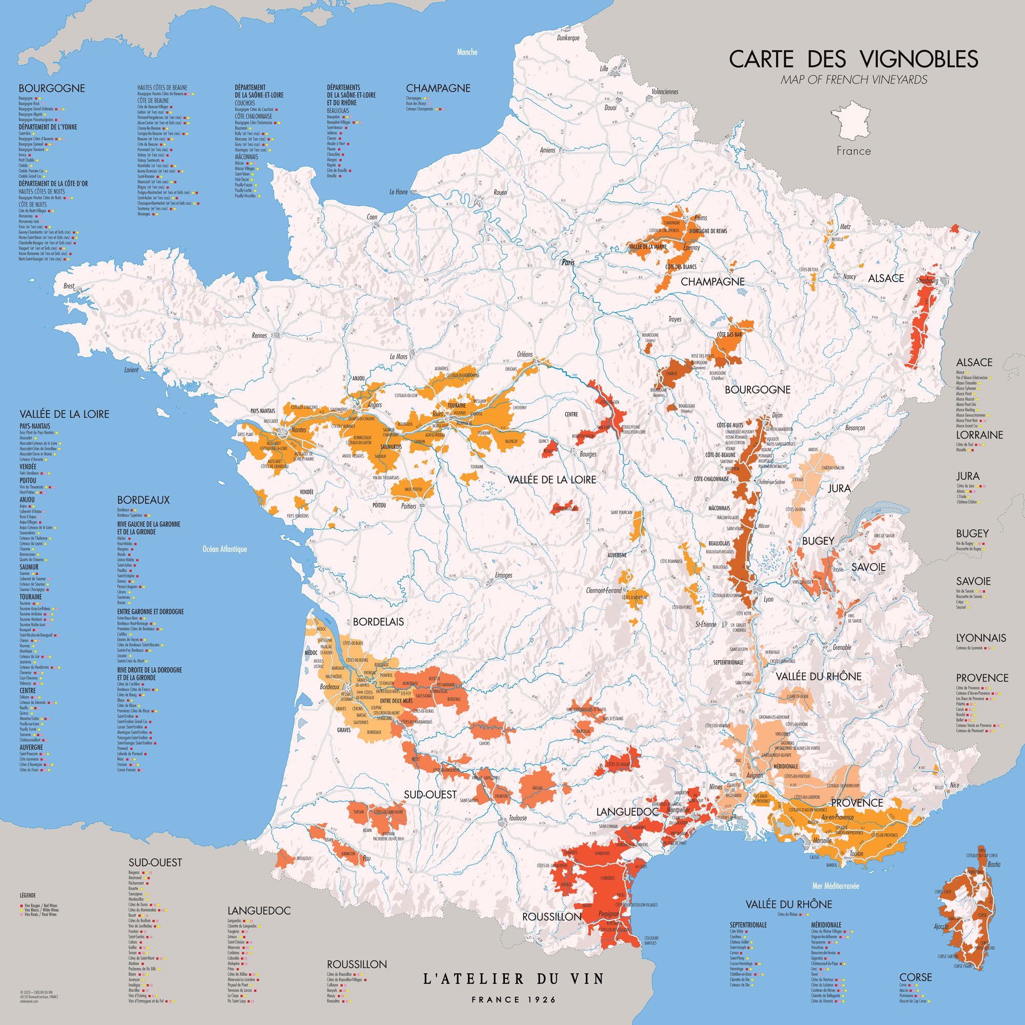 Map of French vineyard