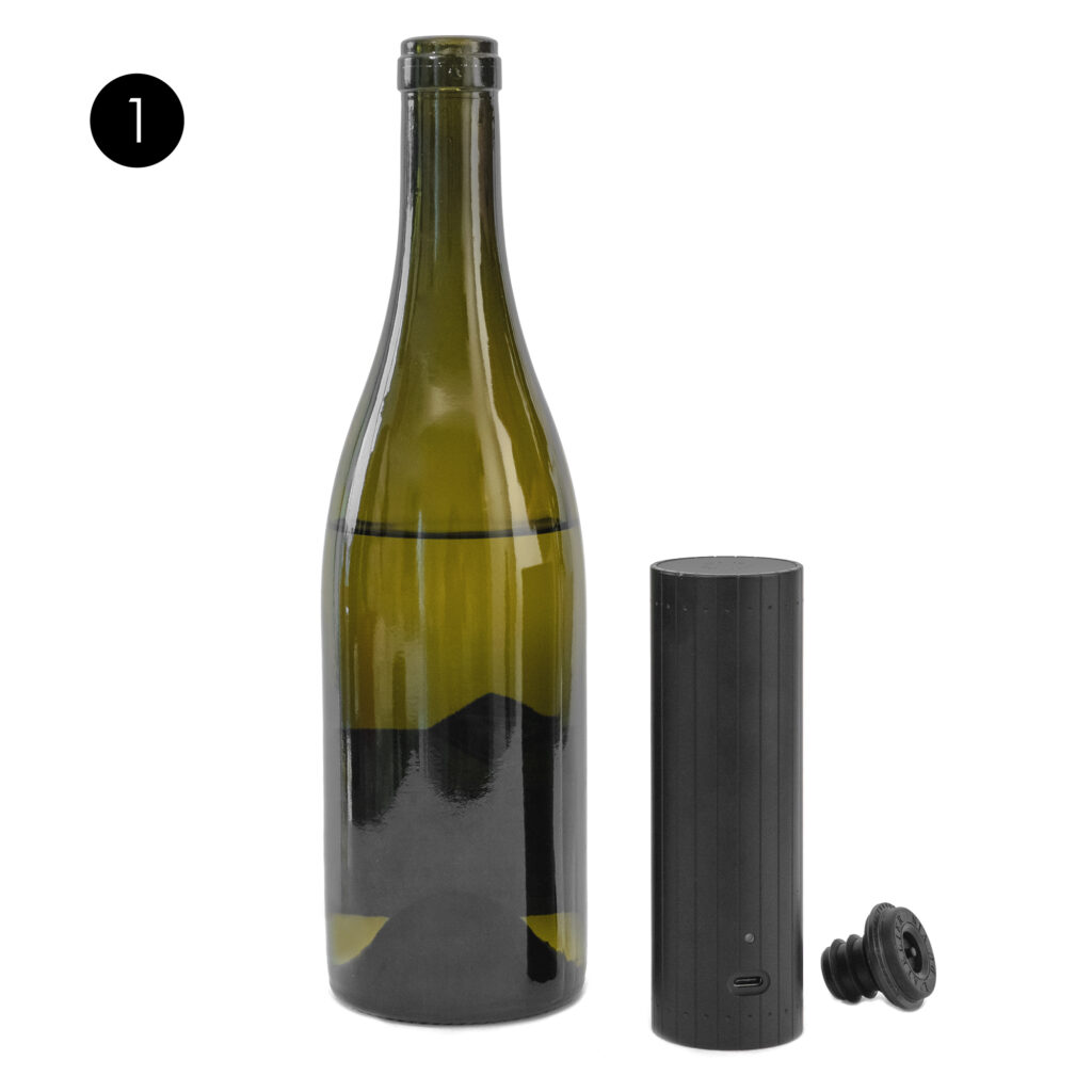 Etape 3 pour l'utilisation du Gard'Vin pompe à vide pour le vin électrique