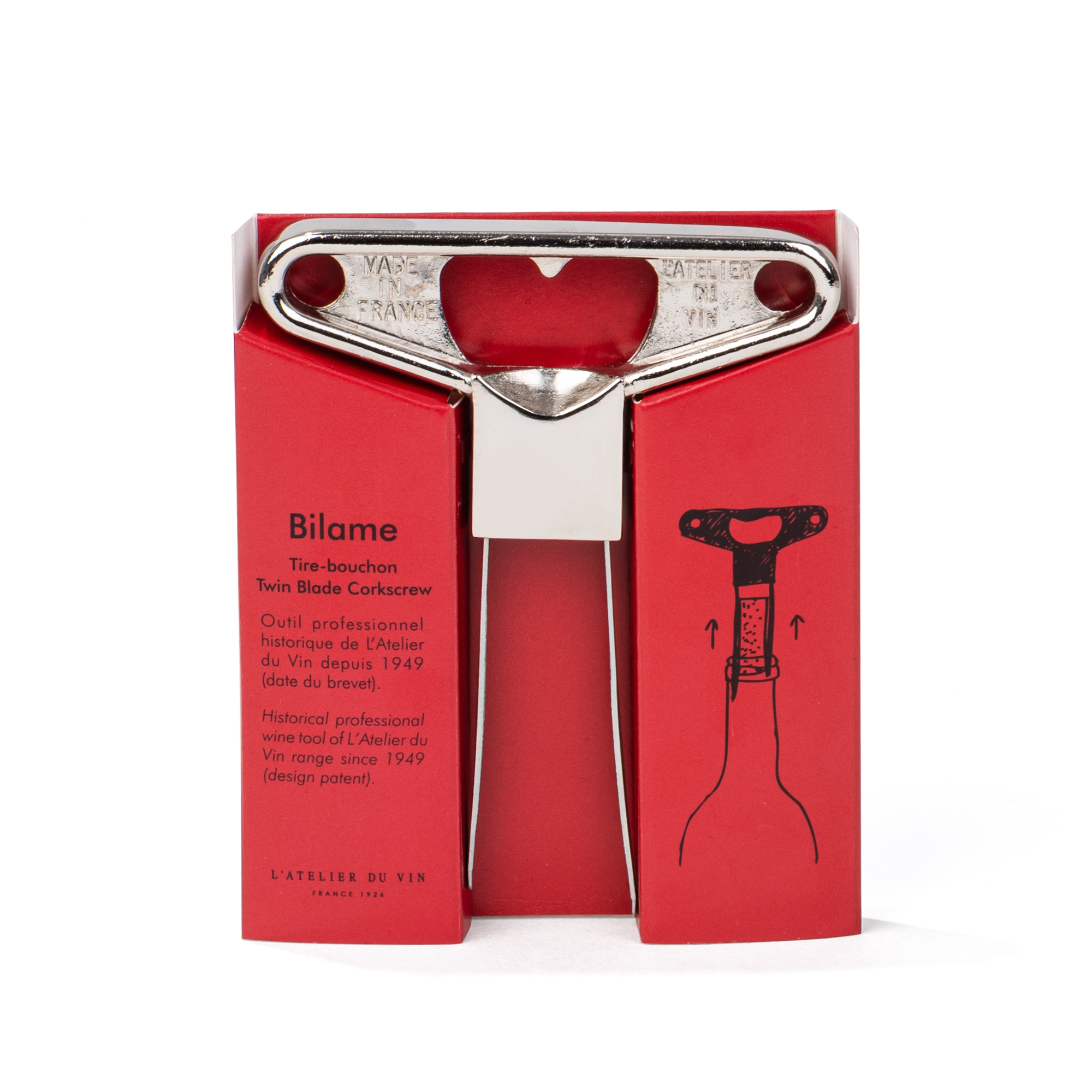 L'Atelier du Vin chromed metal bimetal corkscrew pack