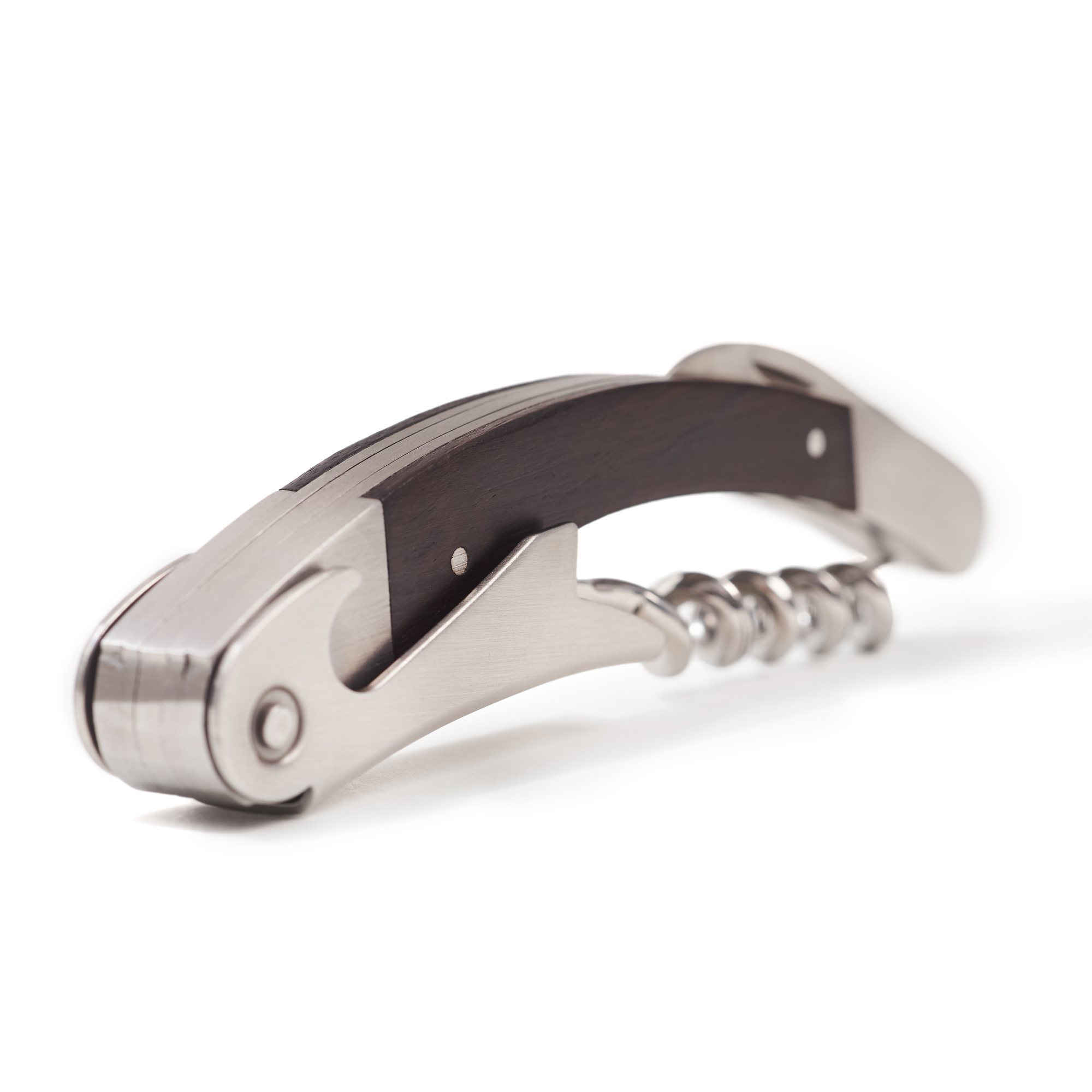 Ebony and steel sommelier corkscrew with grooved worm