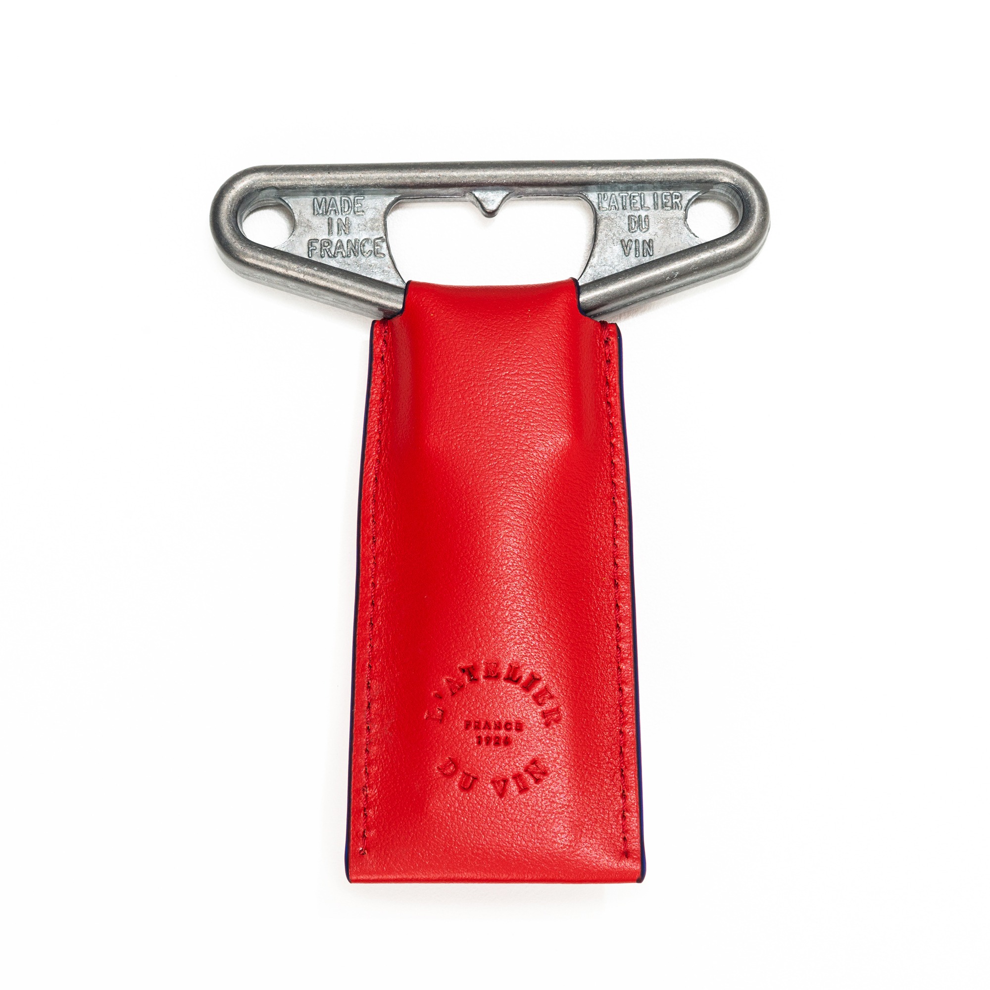 Two-blade corkscrew in red leather case