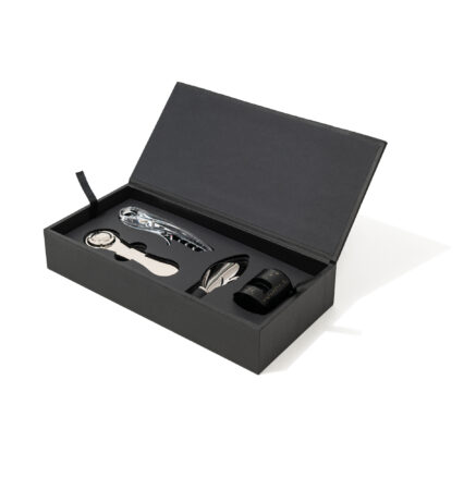 Coffret d'outils du vin avec tire-bouchon, verseur, pince à bouchon et bouchon de préservation pour le champagne Gard'Bull Métal