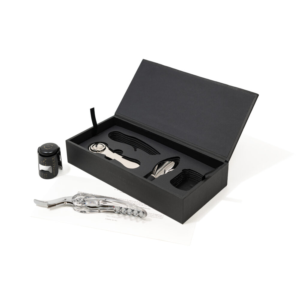Coffret d'outils du vin avec tire-bouchon, verseur, pince à bouchon et bouchon de préservation pour le champagne Gard'Bull Métal