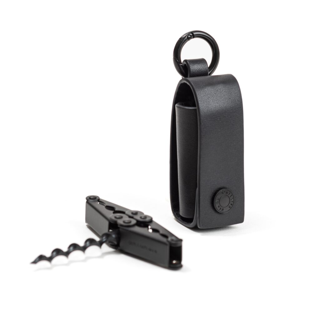 Etui en cuir et tire-bouchon de poche Pocket Collector déplié